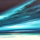 Lake District art original acrylic by Jonathan Shaw featuring Northern Skies a dramatic skyscape of turquoise blue.