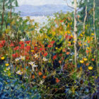 Lake District art original oil painting by Jeff Sudders featuring summer colour wildflower meadow