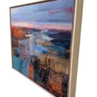 Original mixed media painting by Kate Boyce featuring abstract sunset over Windermere from Loughrigg