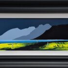 lake district art panoramic original painting by artist jay nottingham featuring Wastwater with great gable yewbarrow and scafell silhouettes and dark sky