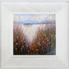 lake district art original oil painting by local artist Jeff Sudders featuring the a colourful wildflower shoreline at waterhead ambleside overlooking lake windermere