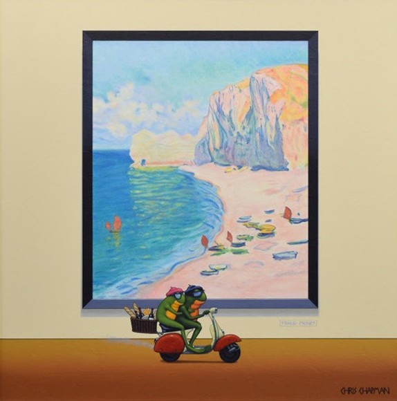 Limited Edition Giclee Print on Canvas by Chris Chapman of his original painting 'Beach Ready'  in the style of  'Fraud Monet'. Contemporary art. part of Chris' gallery series