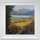 Lake District art local artist Jeff Sudders. Colourful floral meadows featuring Lake Windermere and the Langdale Pikes