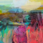 Giclee print by Kate Boyce of the Lake District. Mixed media photography and paint limited edition print of morning light at Rydal.