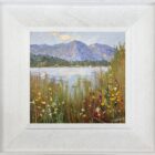Original oil painting by Lake District artist Jeff Sudders. on the shore of grasmere with helm crag and gold leaf