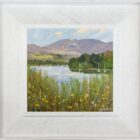 Original oil painting by Lake District artist Jeff Sudders. on the shore of windermere summer scene with gold leaf