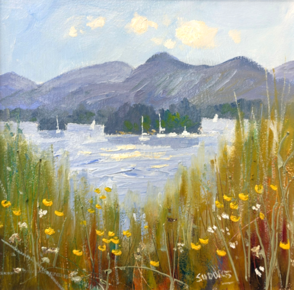 Original oil painting by Lake District artist Jeff Sudders. on the shore of Derwentwater