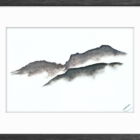 original charcoal art by lake district artist Daniel Cooper Solitude form 28 Scafell & Scafell Pike from Wastwater Cumbria dramatic landscape silhouette framed