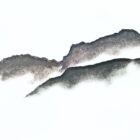 original charcoal art by lake district artist Daniel Cooper Solitude form 28 Scafell & Scafell Pike from Wastwater Cumbria dramatic landscape silhouette