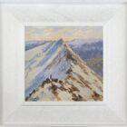 Original oil painting by Lake District artist Jeff Sudders. Featuring a walker on Striding Edge Helvellyn in the snow