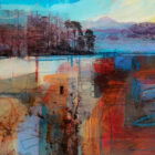 Giclee print by Kate Boyce of the Lake District. Mixed media photography and paint limited edition print of sunrise at blea tarn.
