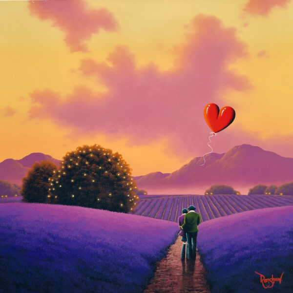 lake district art romantic original oil painting by david renshaw totally devoted to you lavender fields at sunset