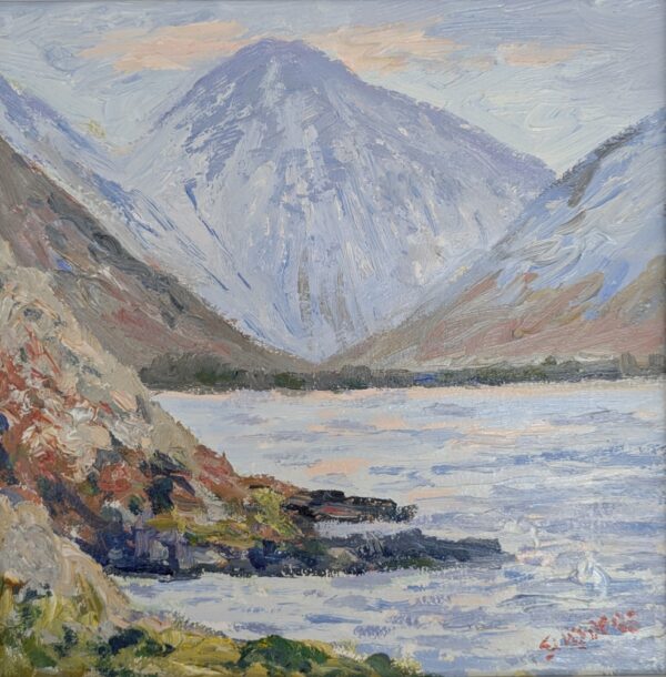 Original oil painting by Lake District artist Jeff Sudders. Featuring Great Gable and Wastwater