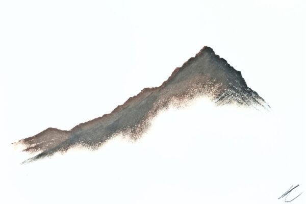 original charcoal art by lake district artist Daniel cooper Solitude Form 27 striding edge helvellyn mountain silhouette