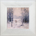 Lake District art original oil painting A Winter Afternoon by Jeff Sudders in a white wood frame.