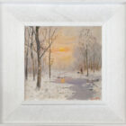 Lake District art original oil painting A Winter Walk by Jeff Sudders in a white wood frame.
