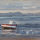 lake district art original oil painting by local artist simon whitfield across the bay lakeland fells from morecambe