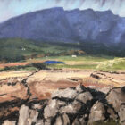 Lake District art original oil painting Blencathra from Low Rigg by Simon Whitfield looking across the fells and stone walls to Blencathra.