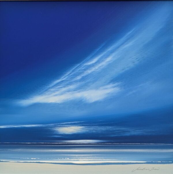 lake district art original abstract landscape acrylic blue skies over the sea by jonathan shaw