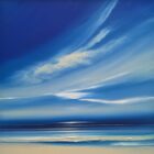 Lake District art original acrylic painting blue skies by Jonathan Shaw of a dramatic skyscape in rich blue over the sea.