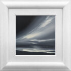 Lake District art original acrylic painting by Jonathan Shaw featuring sweeping clouds in a monochrome skyscape in dark graphite tones