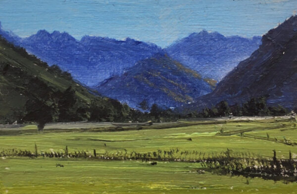 lake district art original oil painting by local artist simon whitfield great langdale I summer valley view