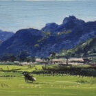 lake district art original oil painting by local artist simon whitfield great langdale II summer pikes