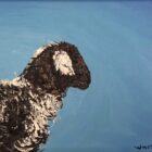 lake district art original oil painting by local artist Simon Whitfield featuring Herdwick Lamb II Eskdale