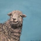 lake district art original oil painting by local artist simon whitfield herdy blue skies sheep