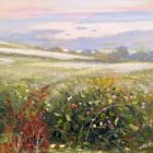 ate afternoon landscape with colourful wildflowers beneath a soft pastel sky.