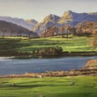 lake district art original oil painting by local artist simon whitfield langdales and loughrigg tarn