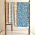 Organic cotton tea towels by Miller Honeyman in blues and yellows.