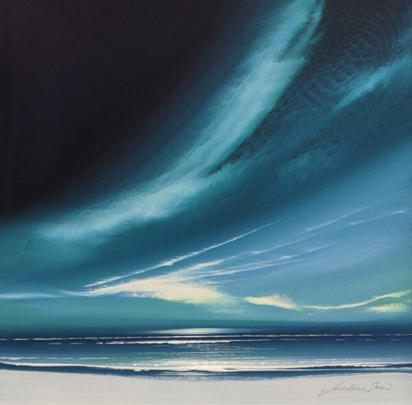 lake district art original abstract landscape acrylic blue skies over the sea by jonathan shaw