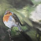 lake district art original oil painting by local artist simon whitfield robin study II