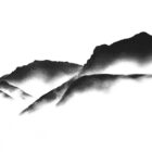 original charcoal art by lake district artist Daniel cooper featuring Solitude Form 33 Scafell and Scafell Pike from Wastwater mountain silhouette
