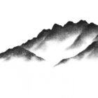 original charcoal art by lake district artist Daniel cooper featuring Solitude Form 36: Haystacks from Buttermere mountain silhouette