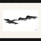 original charcoal art by lake district artist Daniel cooper featuring Solitude Form 37 The Langdales from Windermere mountain silhouette