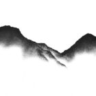 original charcoal art by lake district artist Daniel cooper featuring Solitude Form 40 Yewbarrow & Great Gable mountain silhouette