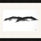 original charcoal art by lake district artist Daniel cooper featuring Solitude Form 44: Old Man of Coniston and Wetherlam from Windermere mountain silhouette