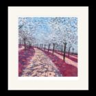 Lake District Art framed print The Cherry Orchard by Libby Edmondson in a black frame in small size.