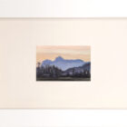 Lake District art original oil painting The Langdales from Elterwater Common by Simon Whitfield in a white frame.