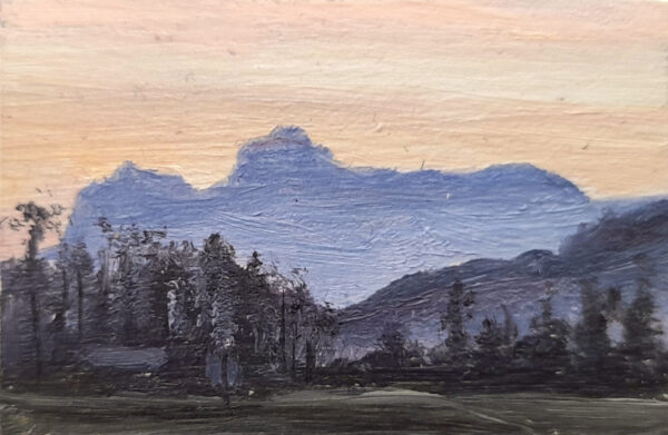 Lake District art original oil painting The Langdales from Elterwater Common by Simon Whitfield