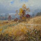 Lake District art original oil painting by Jeff Sudders featuring The Mellow Mists of Autumn.