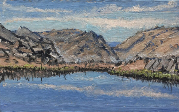 lake district art original oil painting by local artist simon whitfield towards the lion and the lamb near grasmere and helm crag