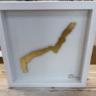 lake district art original 3-D craft design art contour map of Ullswater aerial view cut from one piece of brass and hand polished in a beautiful deep white frame by holly clifford