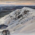 lake district art original oil painting by local artist simon whitfield Winter on Dow Crag
