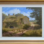 Lake District art original oil painting a wonderful country life by Edward Hersey of a stone barn in the beautiful countryside in summer.