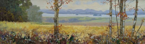 Lake District art original oil painting by Jeff Sudders. Featuring a beautiful autumnal scene of Derwent Water and surrounding fells