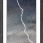 lake district art original charcoal painting of lighting striking over Great Gable