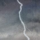 lake district art original charcoal painting of lighting striking over Great Gable